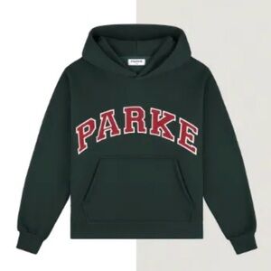 PARKE-Holiday Varsity Hoodie- Forest + Maroon